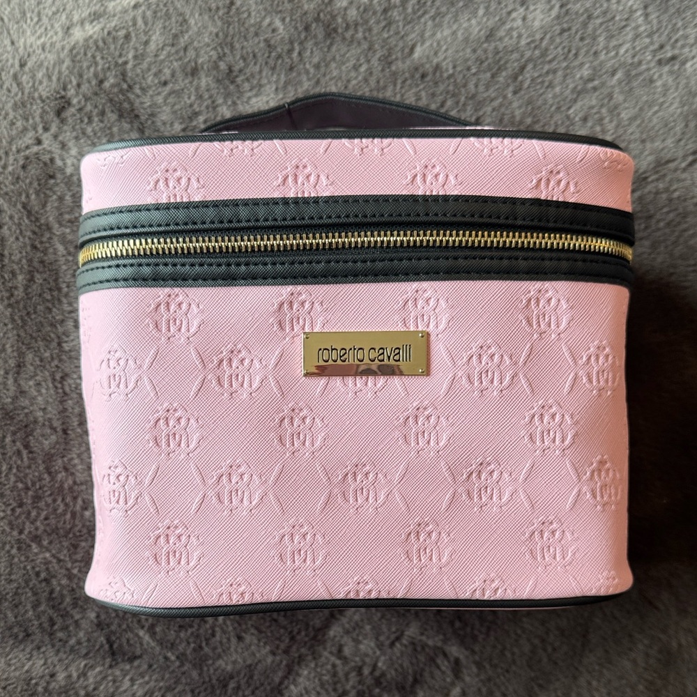 NWT Roberto Cavalli Pink Embossed Cosmetic Case